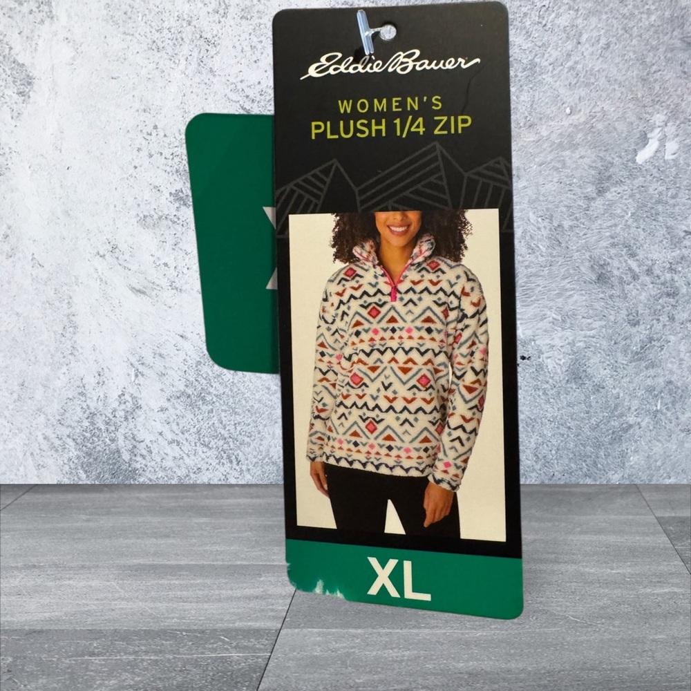 Eddie Bauer Women's Multicolor 1/4 zip fuzzy plush